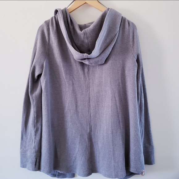 10TREE WAFFLE ORGANIC COTTON BLEND HOODED CARDIGAN IN Taupe - S - Picture 12 of 12